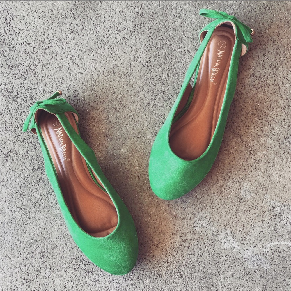1 Left! Nature Brz Green open side ballerina flat - Picture 2 of 8